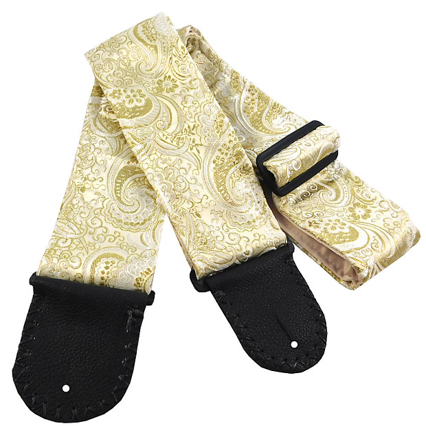 White and sales gold guitar strap