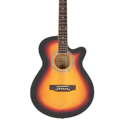 Glarry GT501 40 Inch Cutaway Auditorium Acoustic Guitar Matte Spruce Front Folk Sunset image 10
