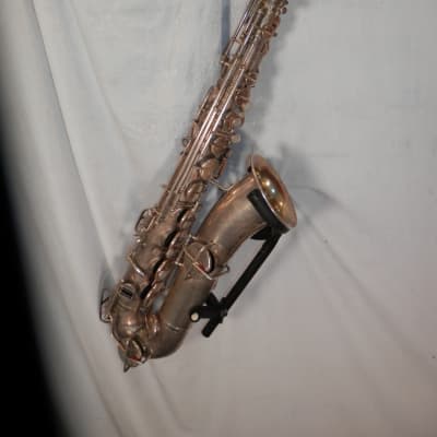 Buescher True Tone Low Pitch C Melody Tenor Saxophone silver with case vintage used AS-IS image 6