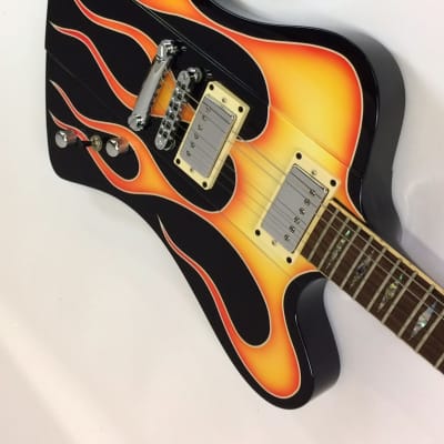 GMP FB Thunderbird Style Guitar w/ Flames and Case! image 4