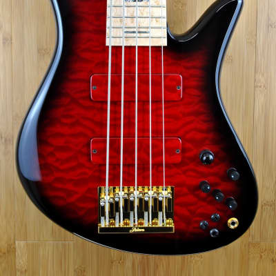 Fodera Emperor Bolt-on Custom 5 String Bass  Red Transparent image 1