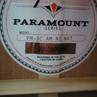 Fender Paramount PM-3C Triple-0 All Mahogany Acoustic Guitar, New Gig Bag image 9