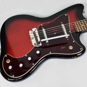 1960's Silvertone 1452 Danelectro Redburst Lipstick Pickup Electric Guitar image 2