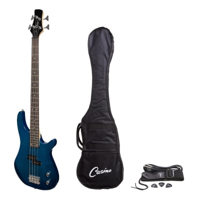 Casino '24 Series' Tune-Style Electric Bass Guitar Set (Transparent Blue) for sale