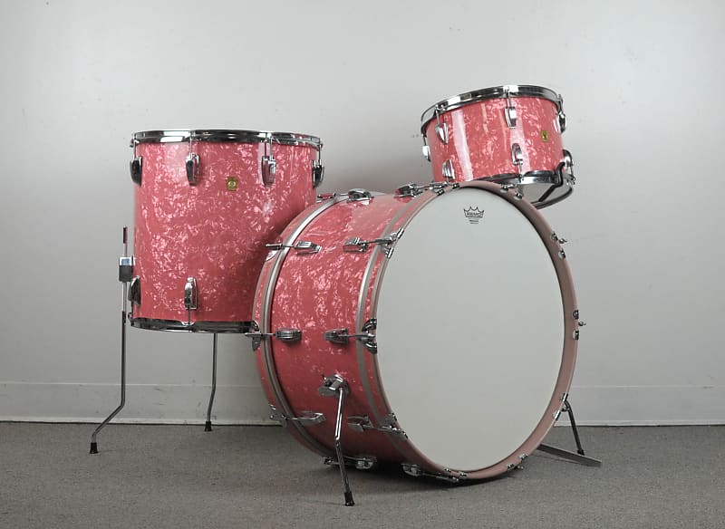 1960s Ludwig New Yorker Pink Diamond Pearl Drum Set