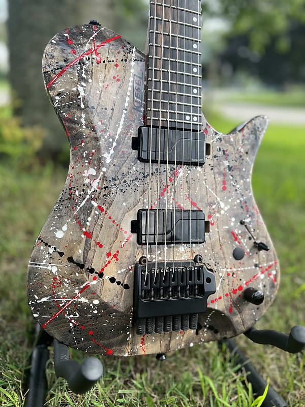 Kiesel Zeus Z7X 7 String - Red White Black Splatter | Reverb