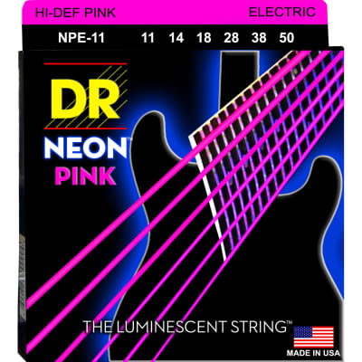 3 Sets DR Strings NPE-11 Neon Hi-Def Pink Heavy 11-50 Electric Guitar Strings image 2