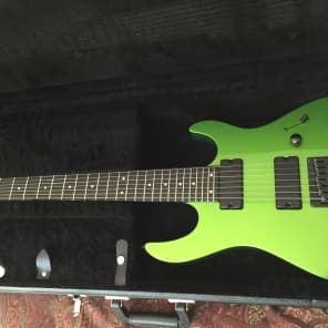 2012 Carvin DC700 7 string guitar Radiation Green with official hardshell case. Excellent condition! image 2