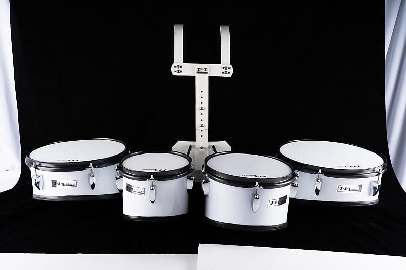 Melhart Student Marching Quad Tom Set White Reverb