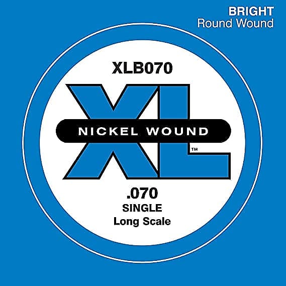 D'Addario XLB070 Nickel Wound Long Scale Single Bass Guitar String .070 image 1