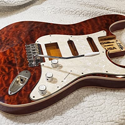 USA made,Double bound Alder body in Tigers eye with Killer quilt maple top.Made for a Strat body# TES-1. Free Pick guards while supplies last.. image 9