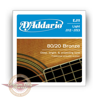 D'Addario EJ11 80/20 Bronze Light Acoustic Guitar Strings .012-.053