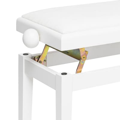 Stagg Matte White Adjustable Piano Bench with White Velvet Top - PB06 WHM VWH image 2