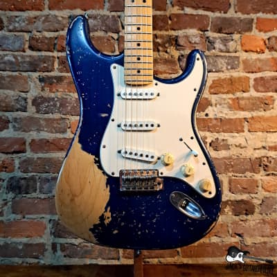Immagine Fender USA Stratocaster w/ Aged Tweed HSC (2002 - Heavy Relic Sapphire) - 1