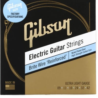 Gibson Brite Wire 'Reinforced' Electric Guitar Strings, Ultra-Light 9-42 for sale