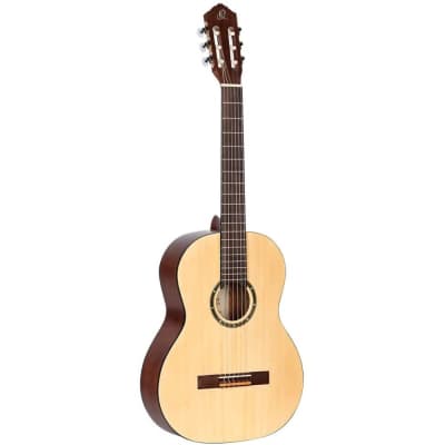 Ortega Guitars 6 String Student Series Pro Solid Top Nylon Classical Guitar, Right, Spruce (R55) image 1