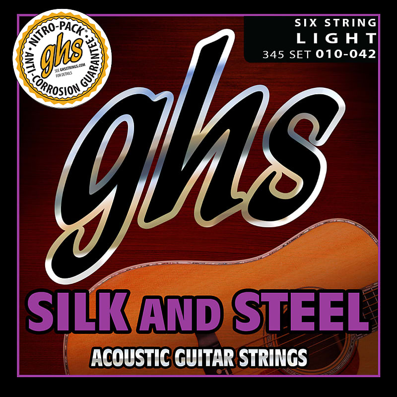 GHS Silk and Steel, Light Acoustic Guitar Strings 10-42 image 1