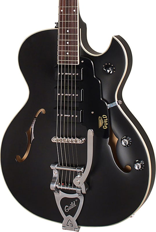 Guild Starfire I Jet 90 Semi Hollow Electric Guitar, Satin Black image 1