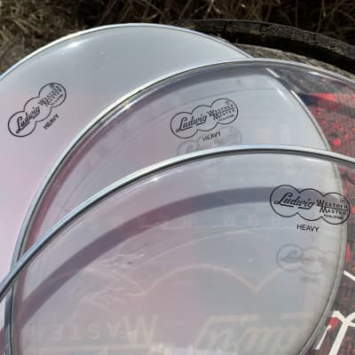 Ludwig Weathermaster Drum Head 3pc Bundle, Heavy Clear & Smooth White Coated Heads NOS New Old Stock image 6