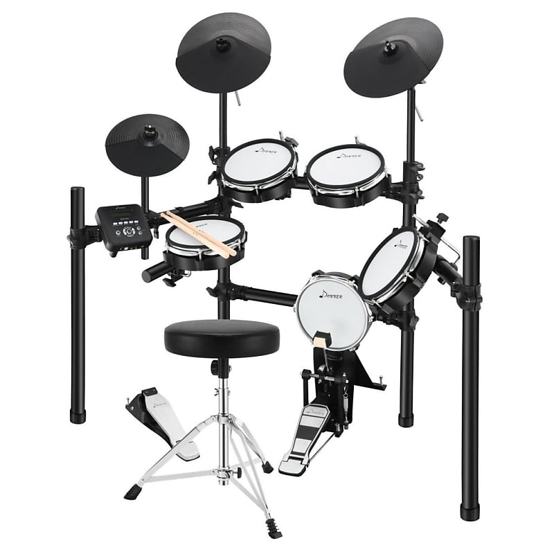 Donner DED-200 Electric Drum Set Electronic Drum Kit with 225 Sounds, More  Stable Iron Metal Support, 5 Drums 4 Cymbals, Electric Drum, Audio Line,