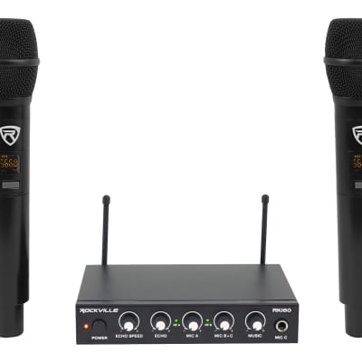 Rockville RKI60 Karaoke Dual Wireless Microphone Mixer For Home Theater System image 1