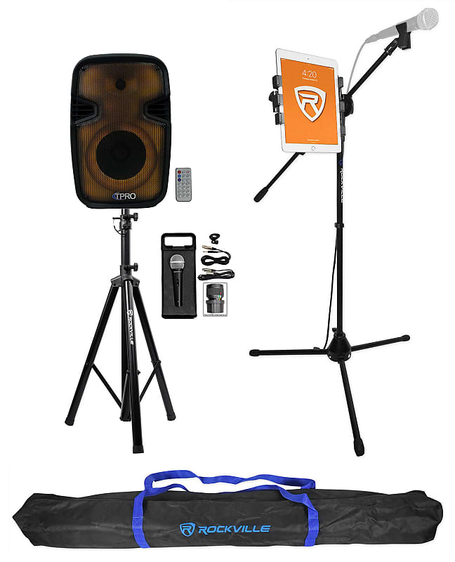 Technical Pro PLIT8 Portable 8" Karaoke Party Speaker w/LED+Stands+Microphone image 1