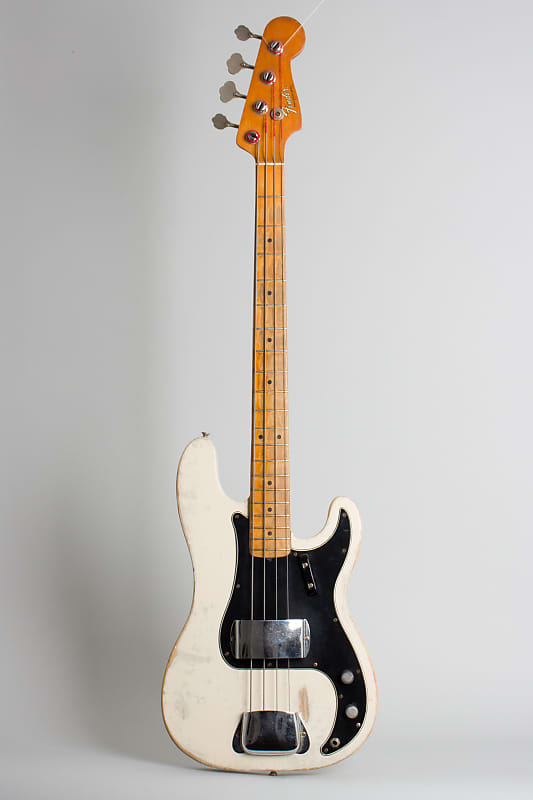 Fender  Slab Body Precision Solid Body Electric Bass Guitar (1966), ser. #128929, brown hard shell case. image 1