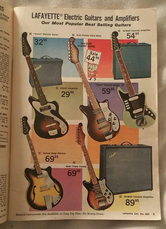 1966 Lafayette  Catalog Guyatone Zenon  Electric Guitar 2 Pickup Two Tone Green Japan image 1