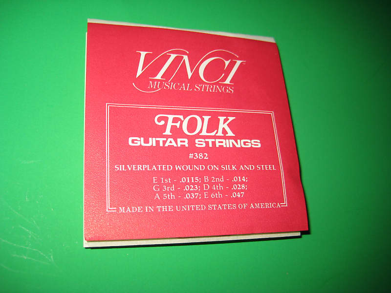 Vinci Set of Folk Guitar Strings # 382  Silk and Steel Vintage 1970's image 1