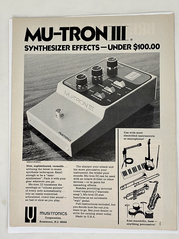 1973 Mu-Tron III Promotional Advertisement Mu-Tron III | Reverb