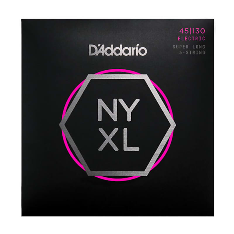 1 Set D'Addario NYXL45130SL Super Long Scale 5-String Bass Guitar Strings 45-130 image 1