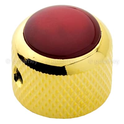 NEW (1) Q-Parts Guitar Knob GOLD with ACRYLIC RED PEARL on Dome KGD-0057 for sale