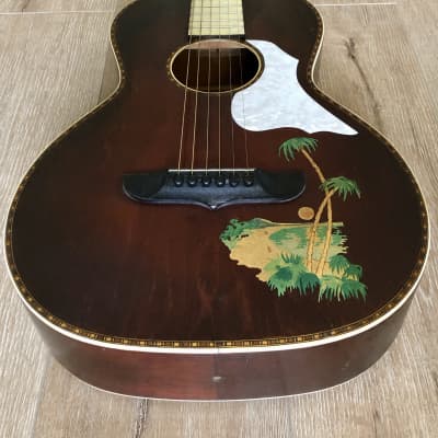 Stromberg Voisinet Hawaiian-decal Vintage Parlor Guitar 1920s image 17