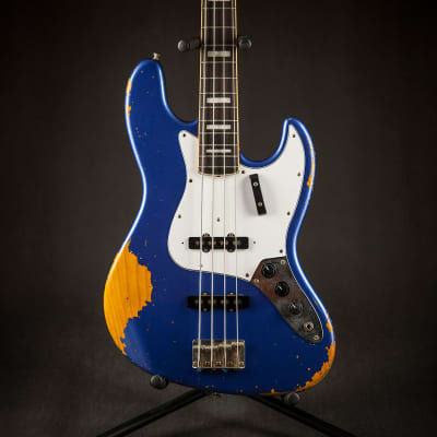 Fender Japan '75 Reissue Jazz Bass Relic, Amparo Blue Nitro image 12