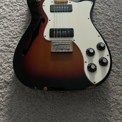 Fender Modern Player Telecaster Thinline Deluxe 2015 P90 Sunburst Rare Guitar image 2