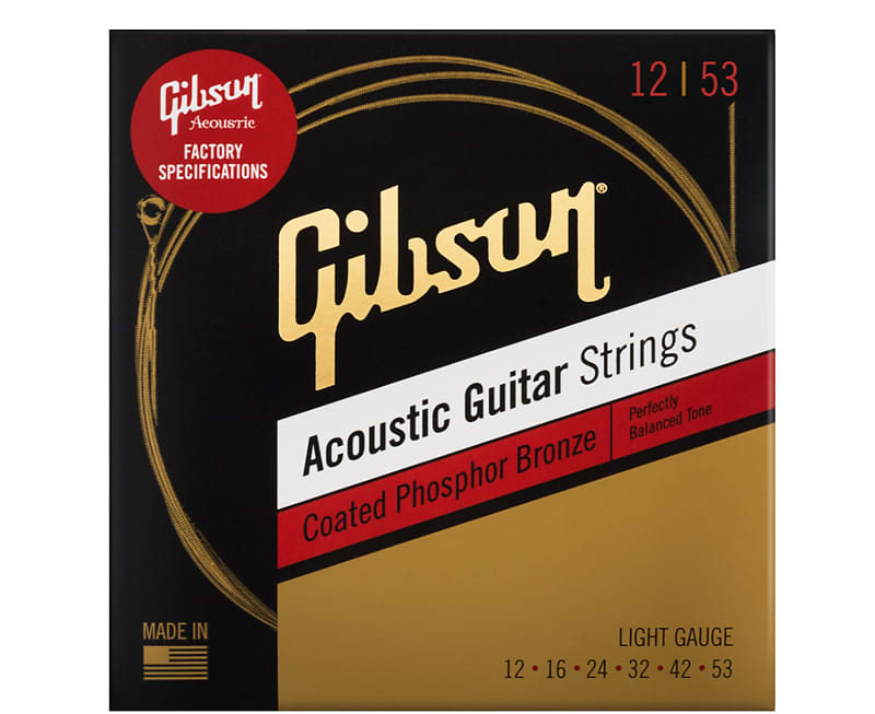Gibson Coated Phosphor Bronze Acoustic Guitar Strings 12-53 image 1
