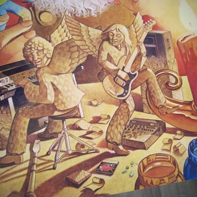 Fender Telecaster, Precision Bass, Rhodes & Twin Reverb Authentic Vintage Poster Christmas Campaign "Hark the Herald Angels Play" Artist Endicott Circa-1970's-Multi Color image 4