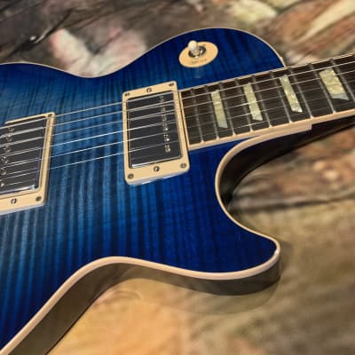 BLUE AXCESS 🦋! 2013 Gibson Custom Shop Les Paul Standard Axcess Figured Trans Translucent Transparent Blue Burst Ocean Water Blueberry F Flamed Maple Top Special Order Limited Edition Exclusive Run Coil Split 496R 498T ABR-1 Stopbar Tailpiece Modern image 3