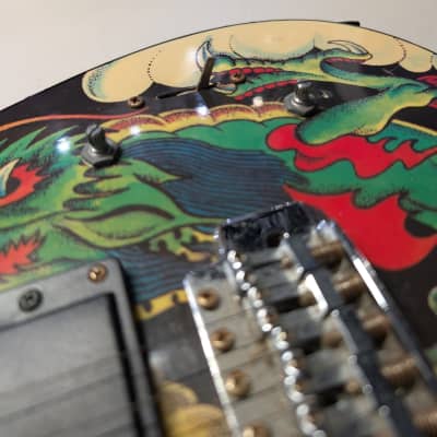 Rockster Super Strat Solid Body Electric Guitar Dragon 80's Tattoo Project Non-functioning image 10