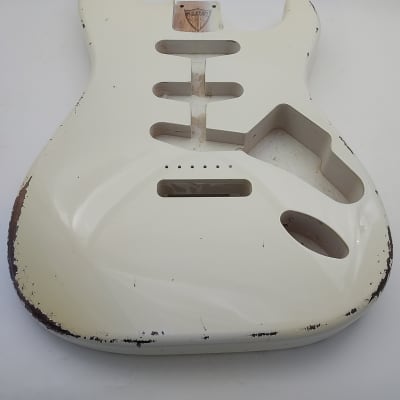 4lbs 2oz Nitro Lacquer Aged Relic Olympic White S-Style Vintage Custom Guitar Body image 6