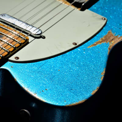 American Fender Custom Telecaster Nitro Heavy Relic Blue Sparkle image 1