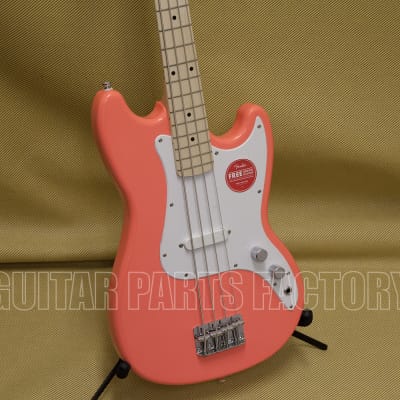 037-3802-511 Squier Sonic® Bronco™ Bass, Maple Fingerboard White Pickguard Tahitian Coral