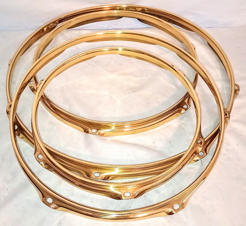 UNMARKED SOLID BRASS HOOPS SET-TRIPLE FLANGED THICKER THAN SUPERHOOPS+FREE  SHIP CUSA