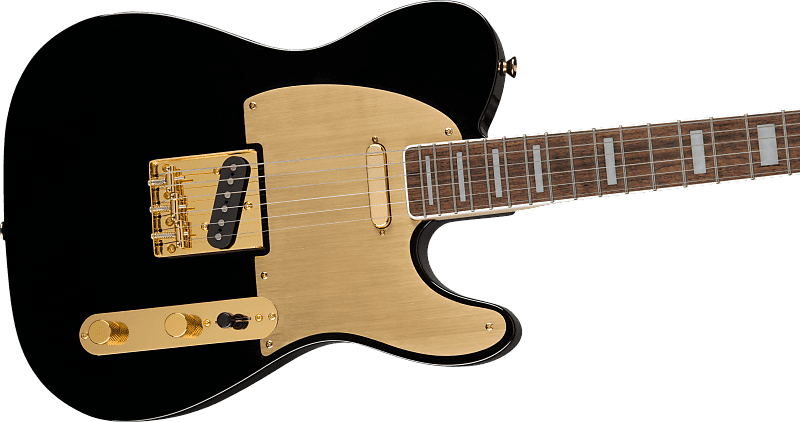 Squier 40th Anniversary Telecaster®, Gold Edition 0379400506  Gold Anodized Pickguard, Black image 1