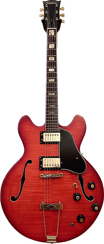 Ventura ES-335 Style  Semi Hollow Flame Maple 3 Piece Maple Neck OHSC 1973-74 - Trans Red image 1