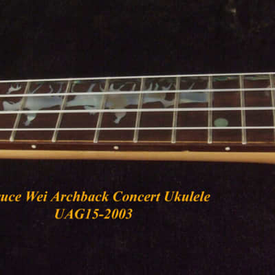 Bruce Wei Solid Carved ArchBack Acacia Concert Ukulele, CowBoy Inlay UAG15-2003 image 7