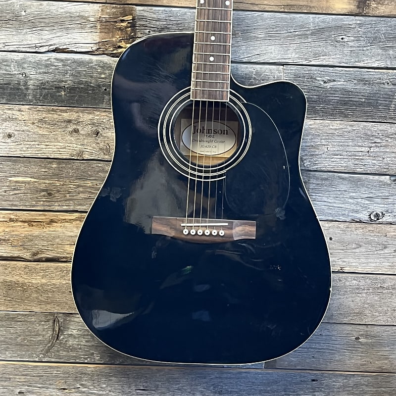 16617 Johnson by Axl JG 620 CB Dreadnaught Acoustic Guitar Black