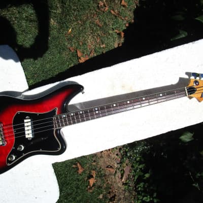Univox UB-1 Bass Guitar, 1960's, Japan, Cherryburst, Figured Body,  Case image 3