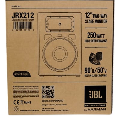 (2) JBL Pro JRX212 12" 2000w 8 Ohm PA/DJ Speakers+Crown Amplifier+Stands+Cables image 2