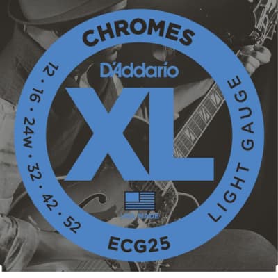 D'Addario Chromes Flat Wound Electric Guitar Strings Set, Light Gauge 12-52 image 2